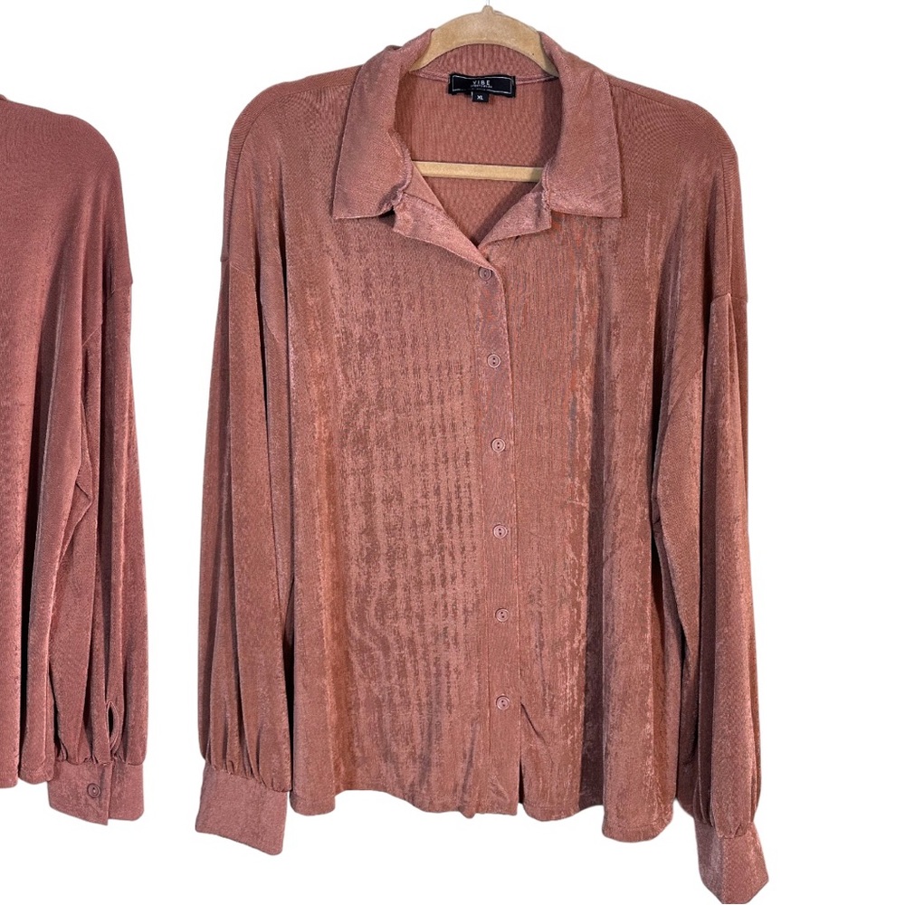 VIBE SPORTSWEAR dusty rose mauve shacket XL women's silky feel stretch